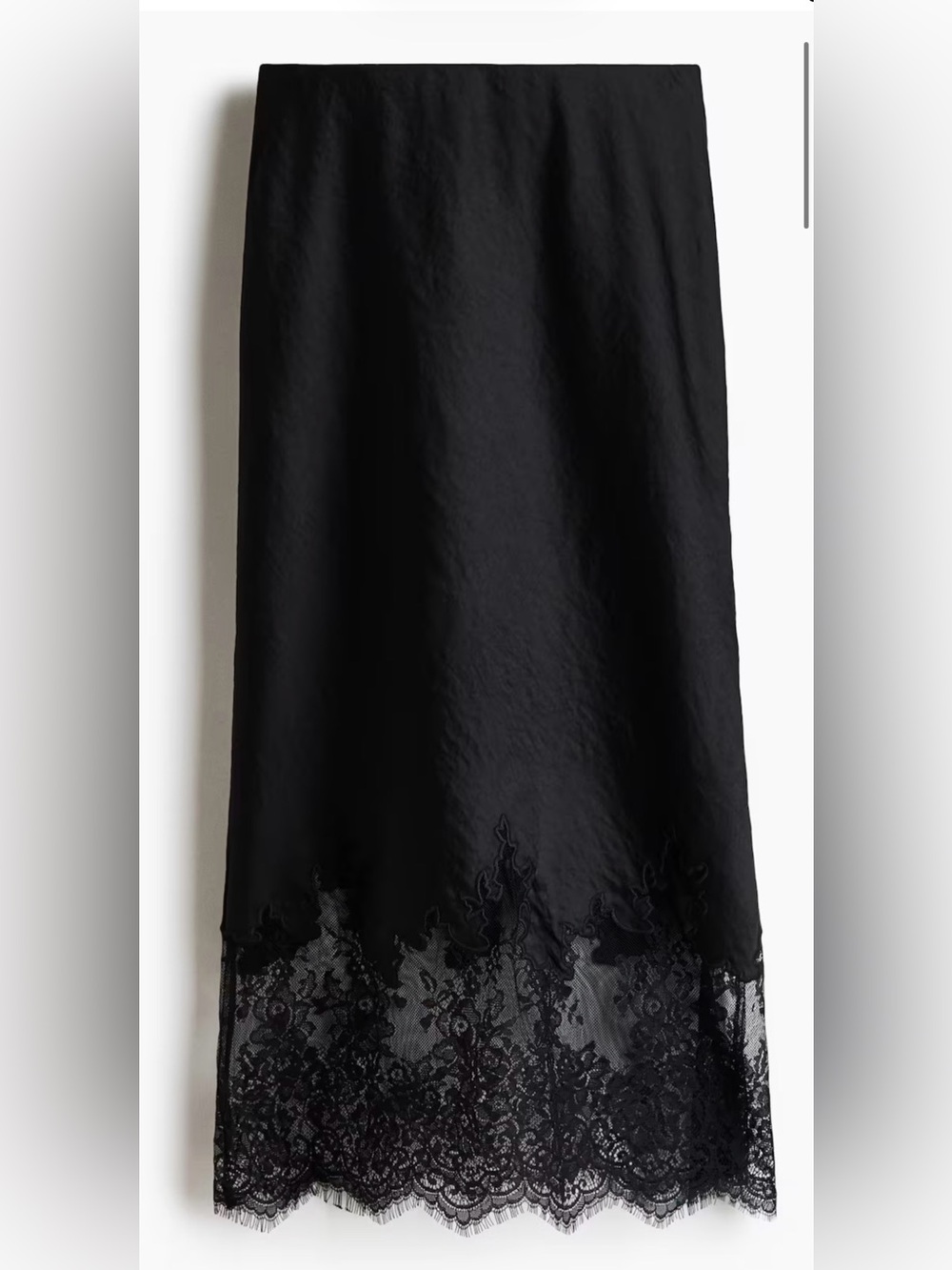 Black Lace Hem Midi Skirt